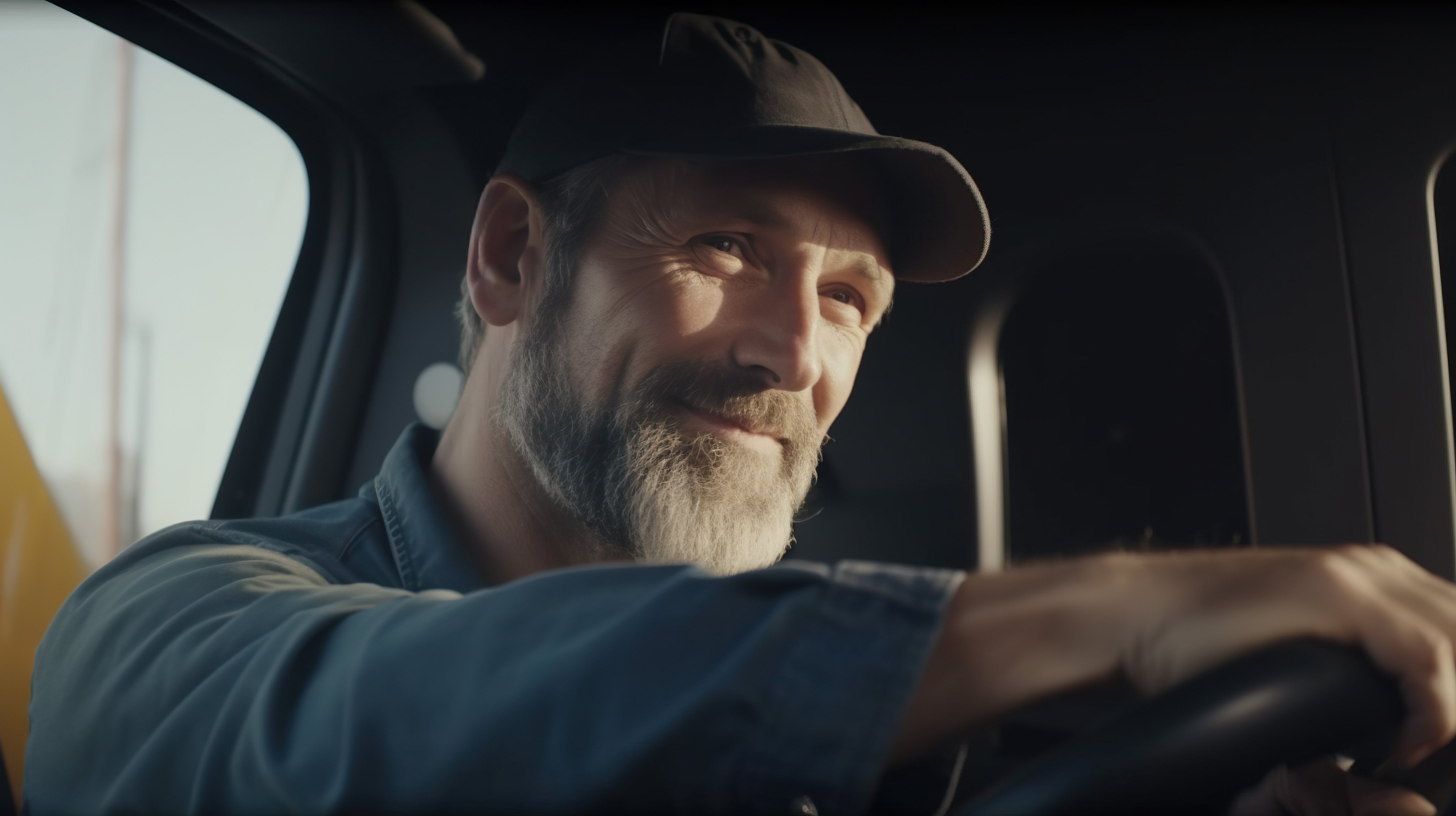 closeup-bearded-man-cap-driving-truck-generative-ai (1)